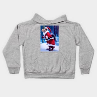 FATHER CHRISTMAS SQUIRREL DRINKING A SODA IN THE SNOW Kids Hoodie